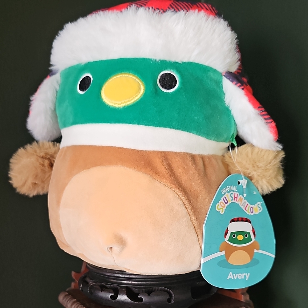 Squishmallows Green and Brown Stuffed Animal Plush Mallard Duck 2023 Winter Hat